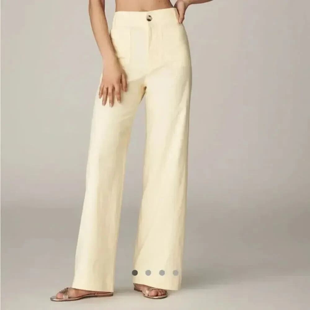 NWT Maeve The Colette Full-Length Linen Wide-Leg Pants Sz 31 Waist 34'' #8A547